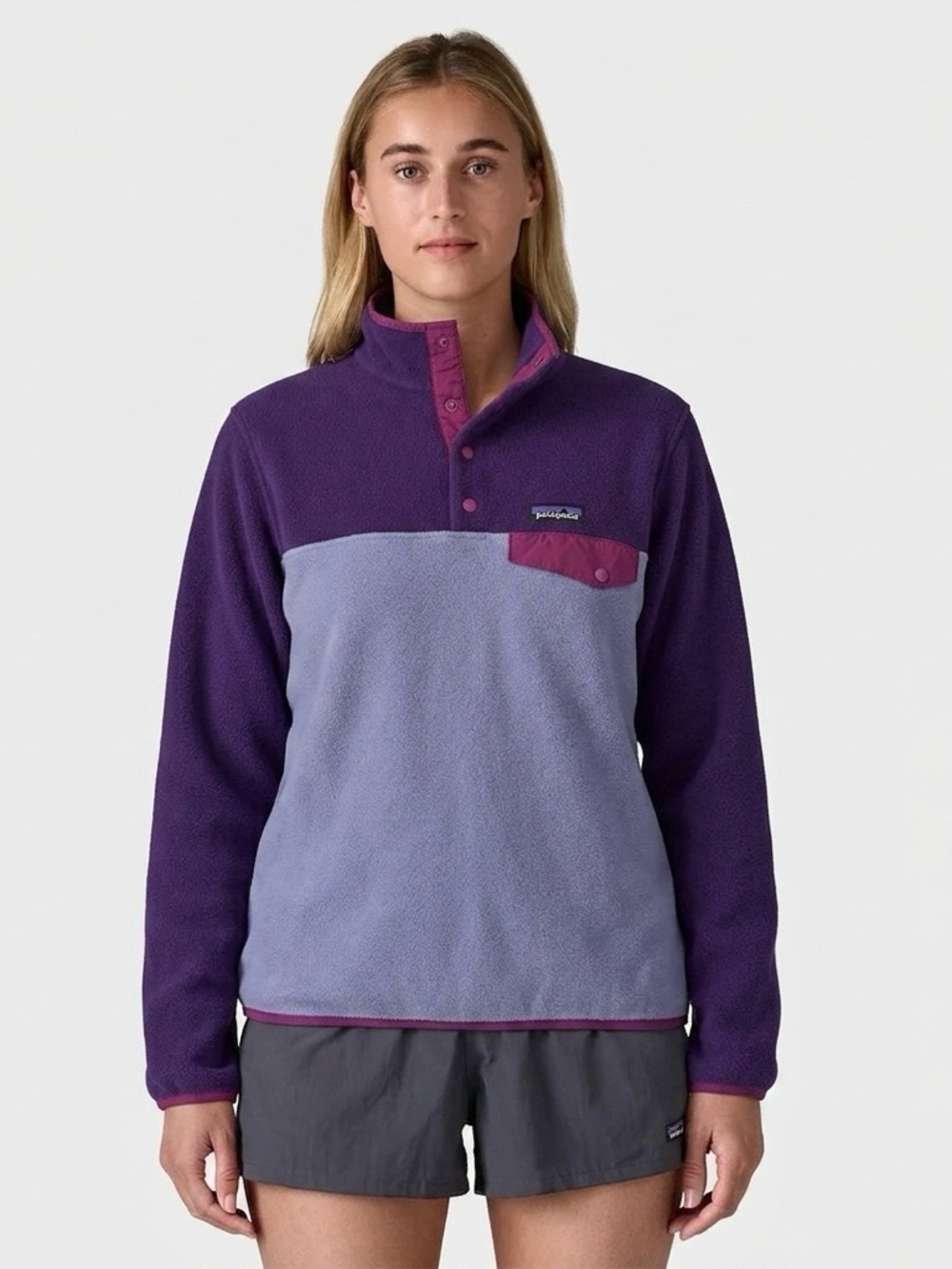 Womens Patagonia Lightweight Synchilla Snap-T Sleeve Pullover Lupine Purple Sz M